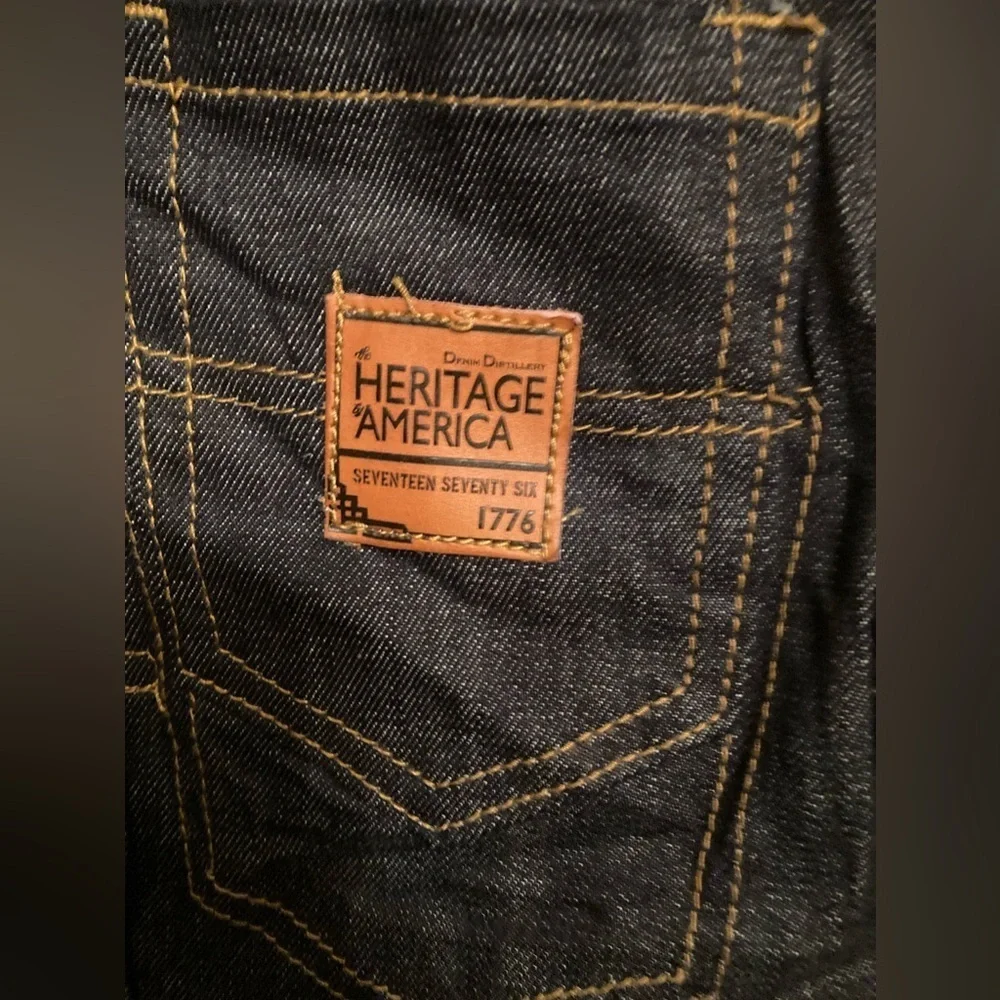 Heritage America Jacket Mens Dark Denim Button Sherpa Collar Bomber Fit‎ New Med